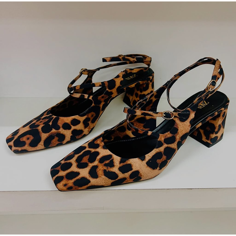 ZARA Leopard Print Mary Jane Block Heels NWT – Animal Print Buckled Strap Shoes - Picture 6 of 16